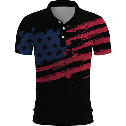 Polo shirt with American flag design on a white background